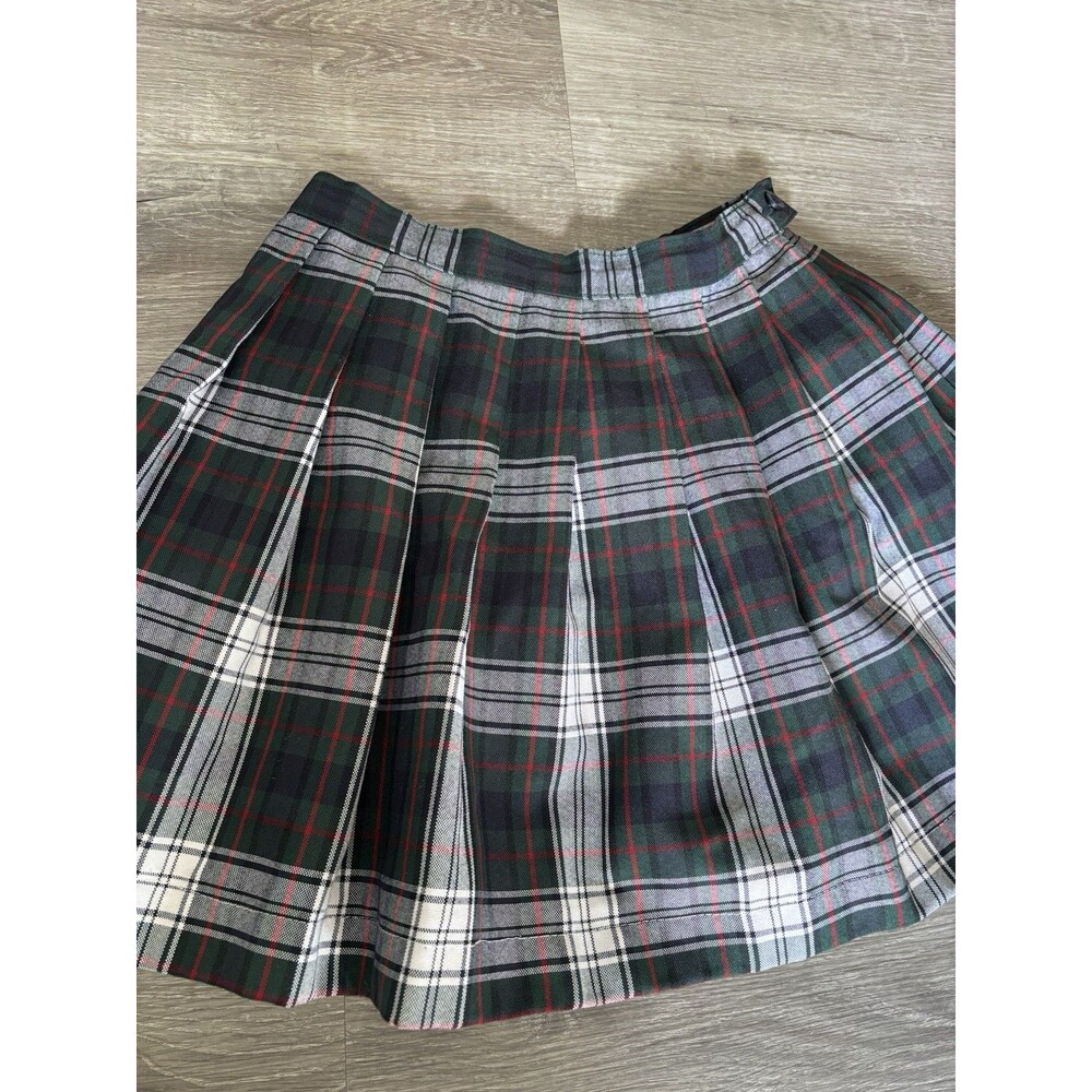 Vtg Tartan Watch Plaid Preppy Grunge Box Pleat Schoolgirl Skirt, Sz 14 Girls